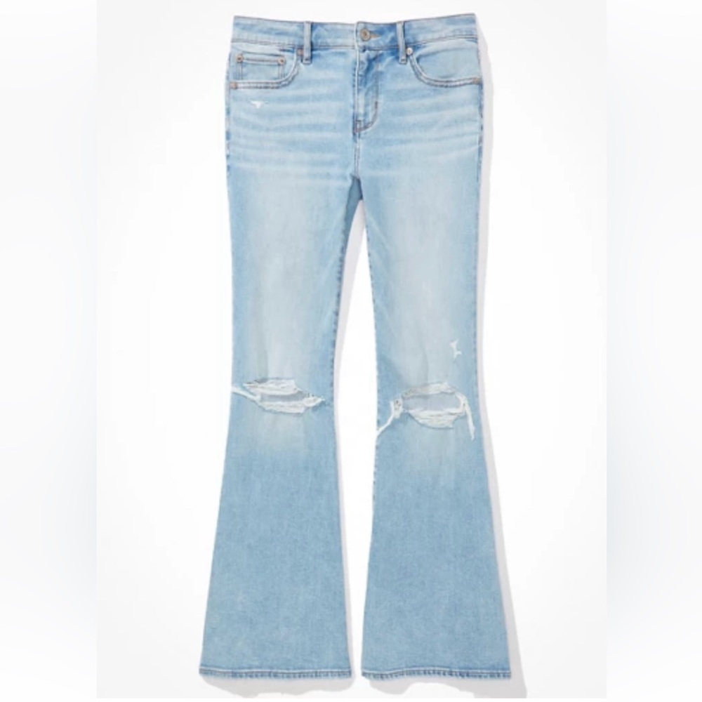 American Eagle Outfitters Blue Flare Wide Leg Jeans